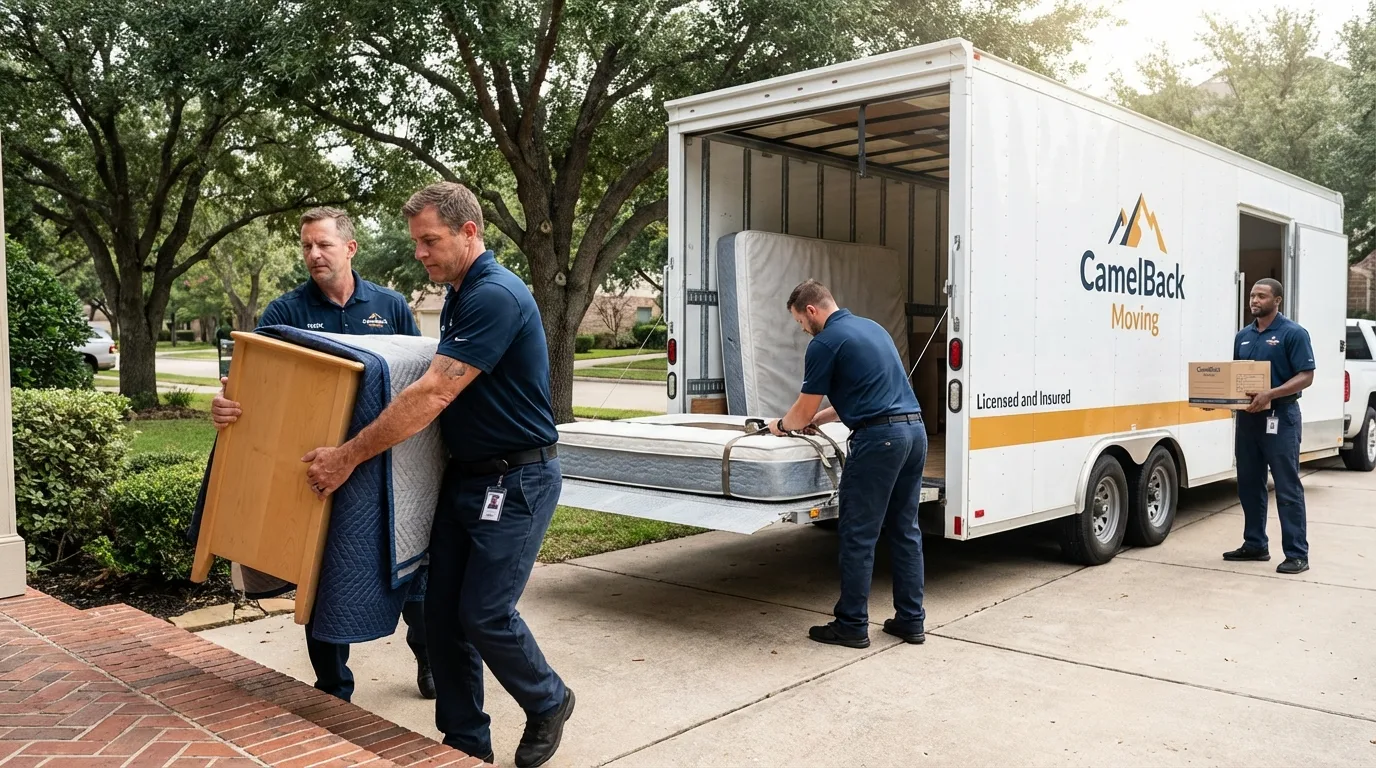 Crew loading residential truck for cross-state move from Hartford, CT